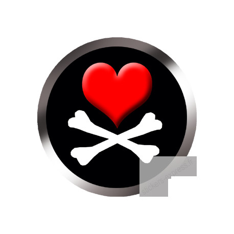 Stickers / autocollants tête mort pirate d’amour