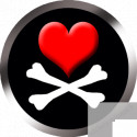 Stickers / autocollants tête mort pirate d’amour