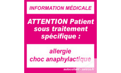 sticker allergie choc anaphylactique