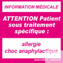 sticker allergie choc anaphylactique