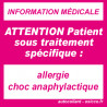 sticker allergie choc anaphylactique