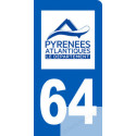 autocollant immatriculation motard 64 des Pyrénées Atlantiques