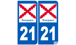 autocollant numéro immatriculation 21 de la Bourgogne