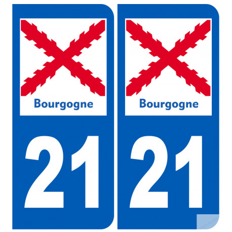 autocollant numéro immatriculation 21 de la Bourgogne