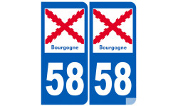 autocollant numéro immatriculation 58 de la Bourgogne