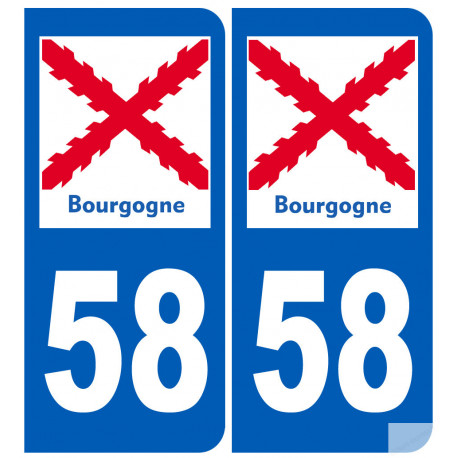 autocollant numéro immatriculation 58 de la Bourgogne