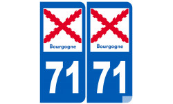 autocollant numéro immatriculation 71 de la Bourgogne