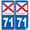 autocollant numéro immatriculation 71 de la Bourgogne