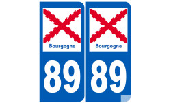 autocollant numéro immatriculation 89 de la Bourgogne