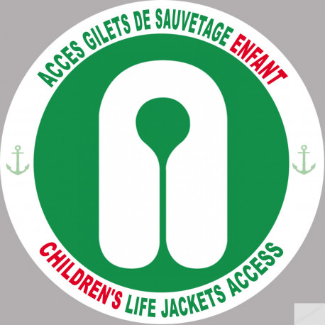 Sticker autocollant ACCES GILETS DE SAUVETAGE ENFANT