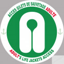 Sticker autocollant ACCES GILETS DE SAUVETAGE ADULTE