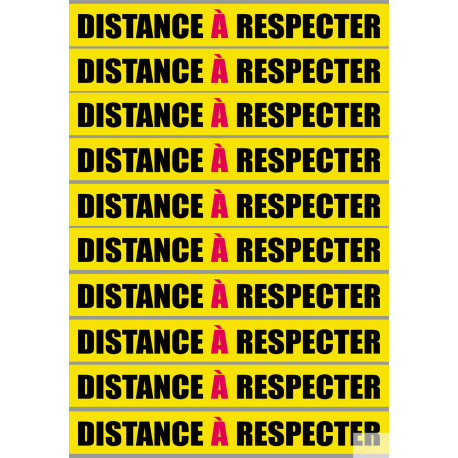 Sticker / autocollant : distance à respecter - 10 unités - 20x2.5cm