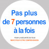 Sticker / autocollant : Pas plus de 7 personnes à la fois - 20cm