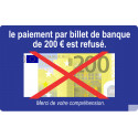 Paiement par billet de 200 euro refusé