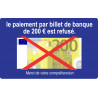 Paiement par billet de 200 euro refusé