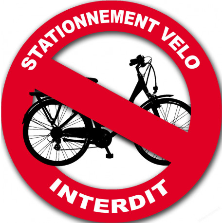 Sticker / autocollant : stationnement vélo interdit - 20cm