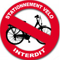 Sticker / autocollant : stationnement vélo interdit - 20cm