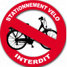 Sticker / autocollant : stationnement vélo interdit - 20cm