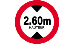 hauteur de vehicule maximum 2.6m