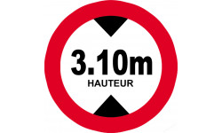 hauteur de vehicule maximum 3.1m