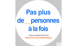 Sticker / autocollant : Pas plus de x personnes à la fois - 20cm