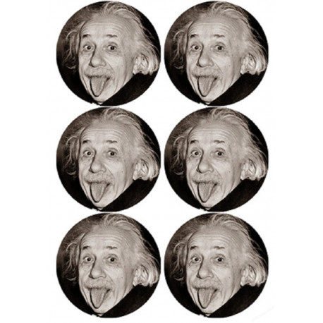 Albert Einstein - 6 stickers de 9 cm