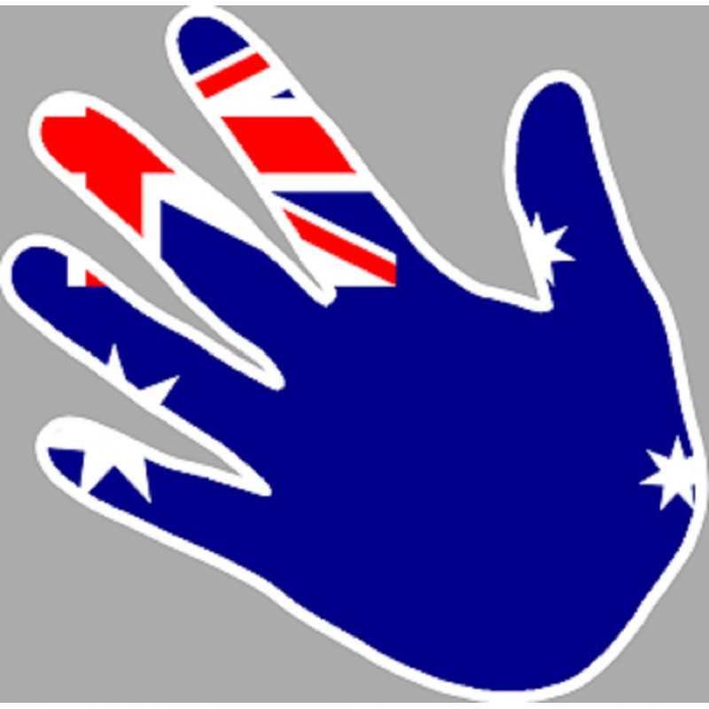 Drapeau Australie en forme de main (17x17cm)