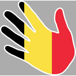 Drapeau Belgique en forme de main  (17x17cm) - Sticker/autocollant