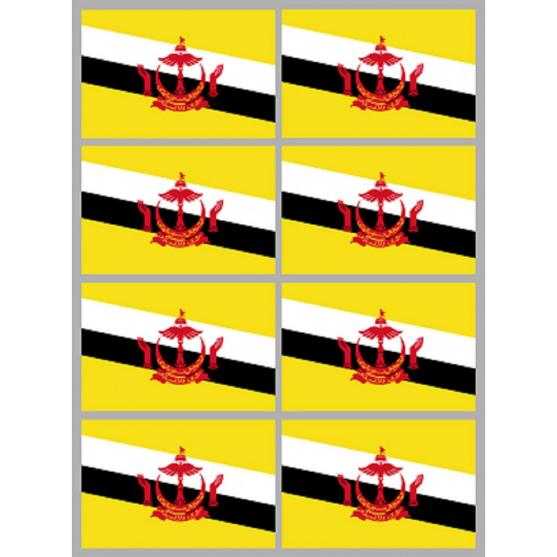 Sticker: Drapeau Brunei (8 fois 9.5x6.3cm)