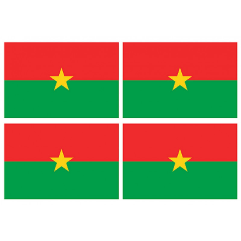 Sticker: Drapeau Burkina Faso (4 fois 9.5x6.3cm)