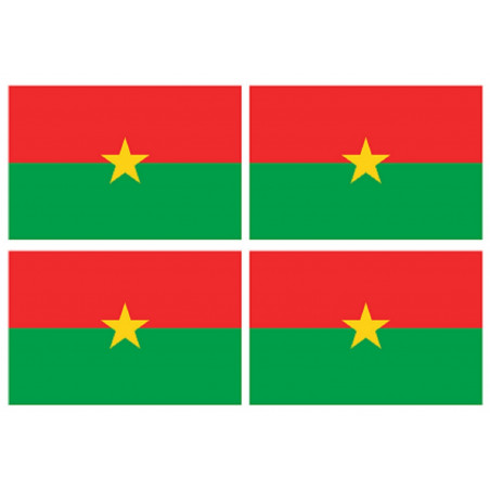 Sticker: Drapeau Burkina Faso (4 fois 9.5x6.3cm)