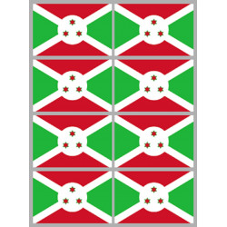 Sticker / autocollant : Drapeau Burundi - 8 stickers - 9.5 x 6.3 cm