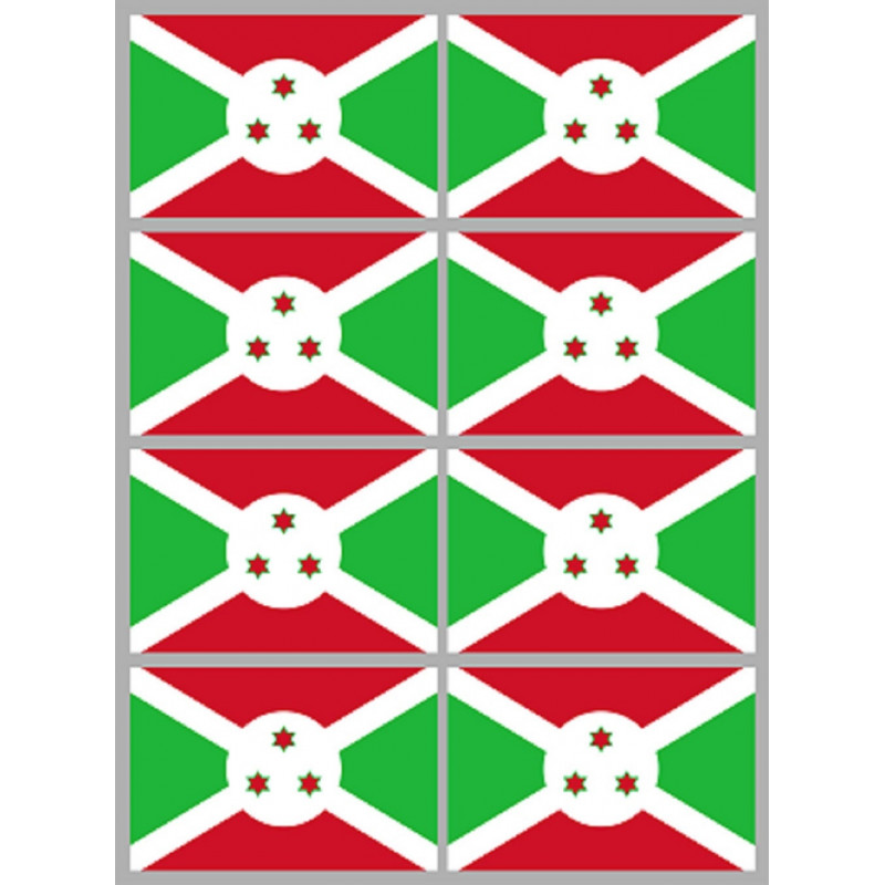 Drapeau Burundi (8 fois 9.5x6.3cm) - Sticker/autocollant