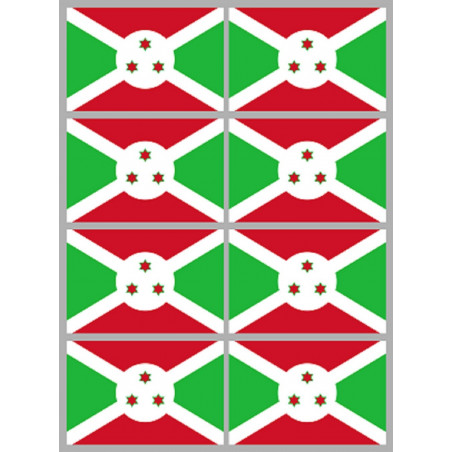 Drapeau Burundi (8 fois 9.5x6.3cm) - Sticker/autocollant