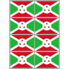 Drapeau Burundi (8 fois 9.5x6.3cm) - Sticker/autocollant