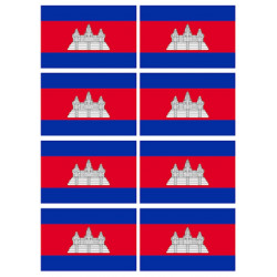 Sticker / autocollant : Drapeau Cambodge - 8 stickers - 9.5 x 6.3 cm