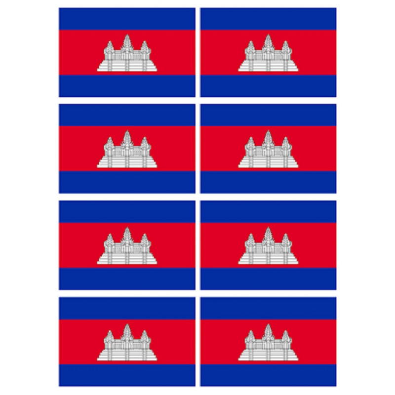 Drapeau Cambodge (8 fois 9.5x6.3cm) - Sticker/autocollant