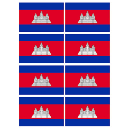 Drapeau Cambodge (8 fois 9.5x6.3cm) - Sticker/autocollant