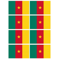 Sticker / autocollant : Drapeau Cameroun - 8 stickers - 9.5 x 6.3 cm