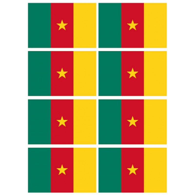 Drapeau Cameroun (8 fois 9.5x6.3cm) - Sticker/autocollant