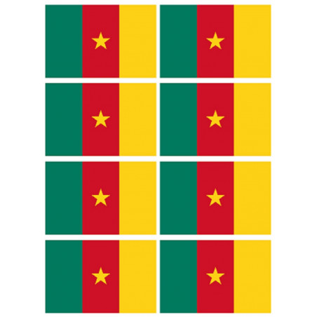 Drapeau Cameroun (8 fois 9.5x6.3cm) - Sticker/autocollant