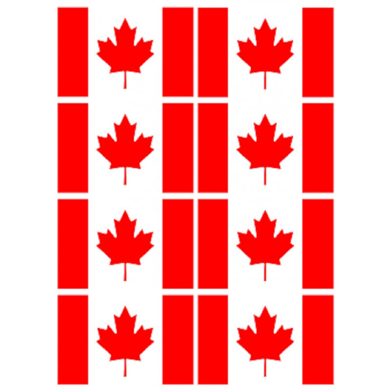 Sticker: Drapeau Canada (8 fois 9.5x6.3cm)