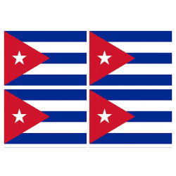 Sticker / autocollant : Drapeau Cuba - 4 stickers - 9.5 x 6.3 cm