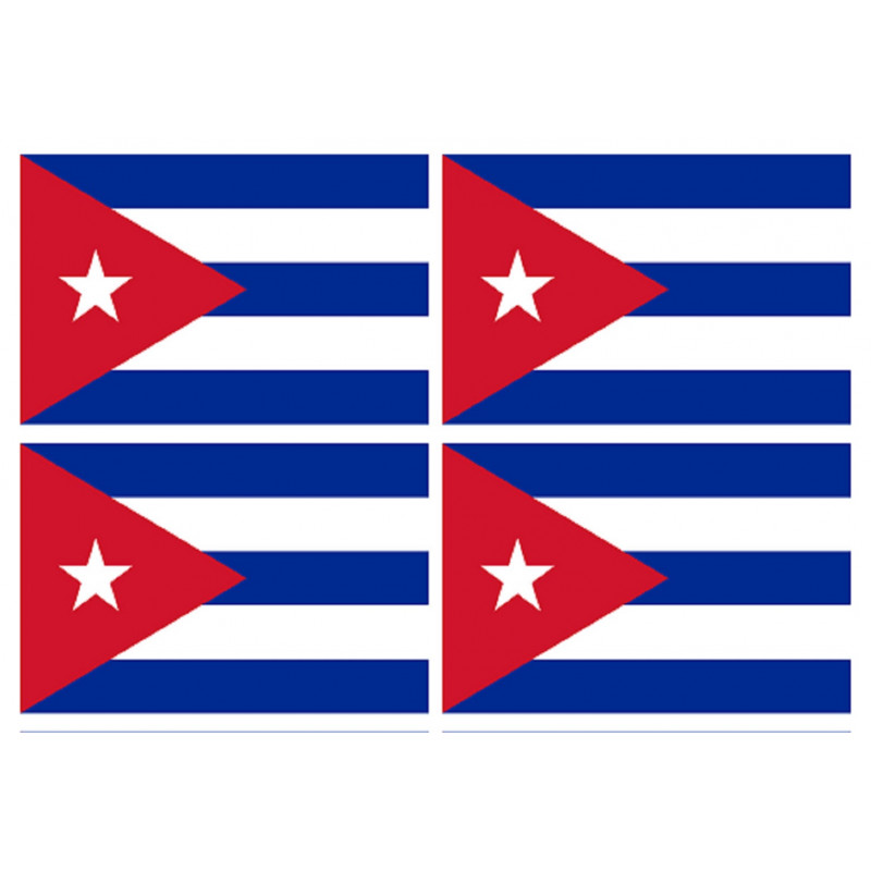 Drapeau Cuba (4 fois 9.5x6.3cm) - Sticker/autocollant