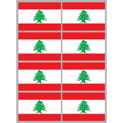 Sticker / autocollant : Drapeau Liban - 8 stickers 9,5x6,3 cm