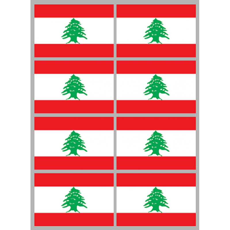 Drapeau Liban (8 fois 9,5x6,3cm) - Sticker/autocollant