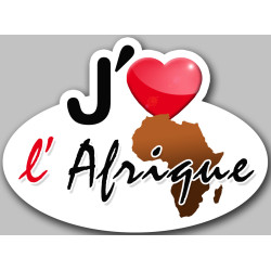 Autocollants : J'aime l'Afrique - 15x11cm