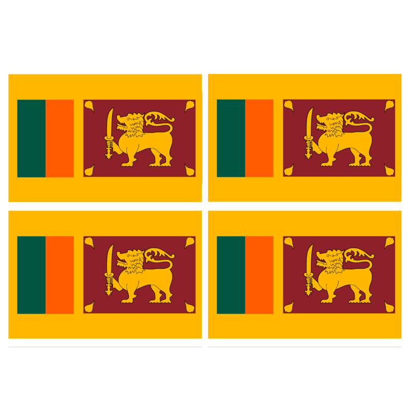 Drapeau Sri Lanka (4 stickers - 9.5 x 6.3 cm) - Sticker/autocollant