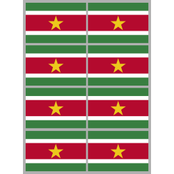 Drapeau Suriname (8 stickers - 9.5 x 6.3 cm) - Sticker/autocollant