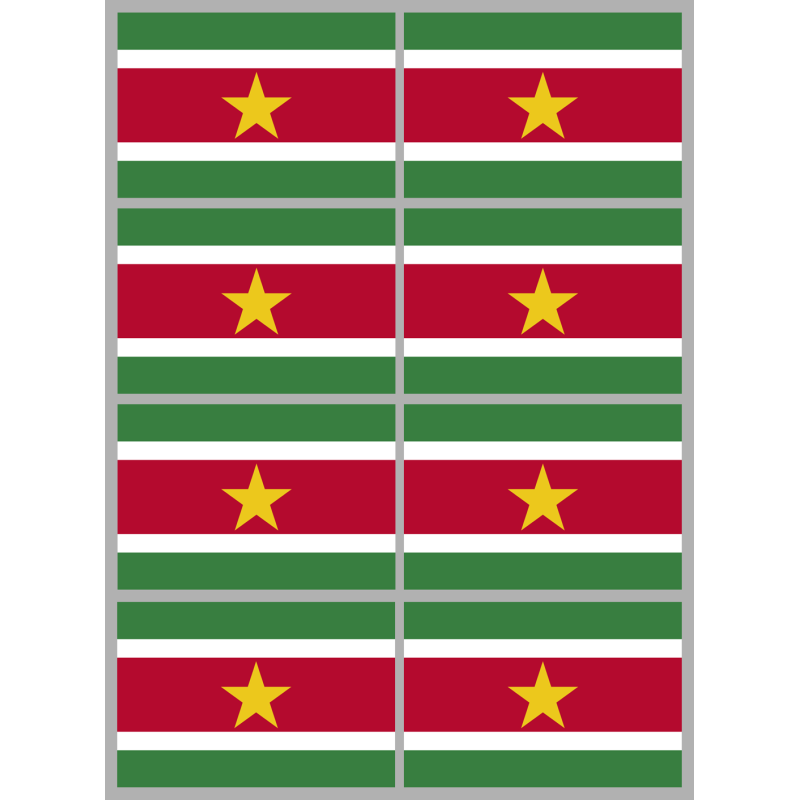 Drapeau Suriname (8 stickers - 9.5 x 6.3 cm) - Sticker/autocollant